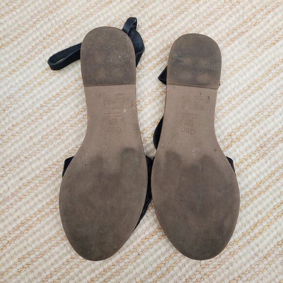 GAP black leather ankle strap flat sandals - size 7 - Picture 5 of 6